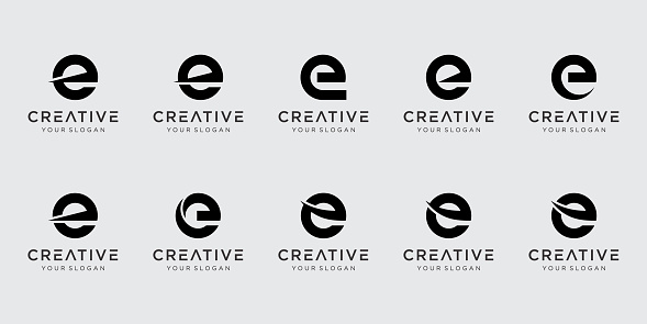 letter E logo design icons set. for business of fashion, automotive, financial