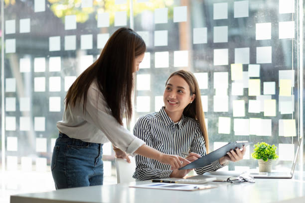 istock Two business presentation meeting for planning work, investment projects, and trading strategy for trading partners. Finance and Accounting concept. 1415211441