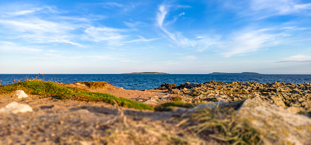 Saltee Islands viewed from Kilmore Quay in Wexford, Ireland