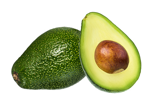 Avocados isolated on white background with clipping path