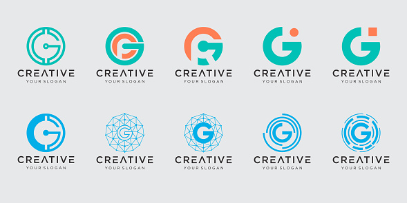 letter G logo design icons set. for business of fashion, digital, technology