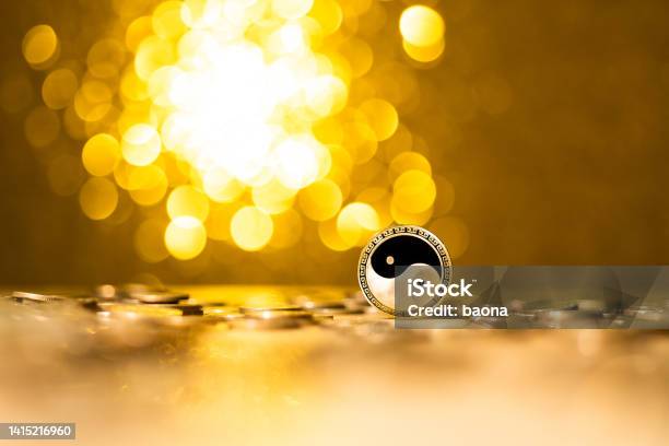 Coin With Yin Yang Symbol Stock Photo - Download Image Now - Backgrounds, Memorial, Yin Yang Symbol