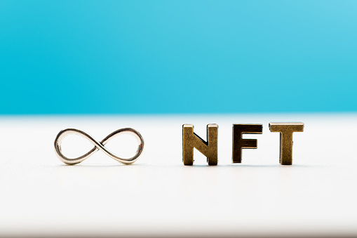 Infinity symbol and word NFT.