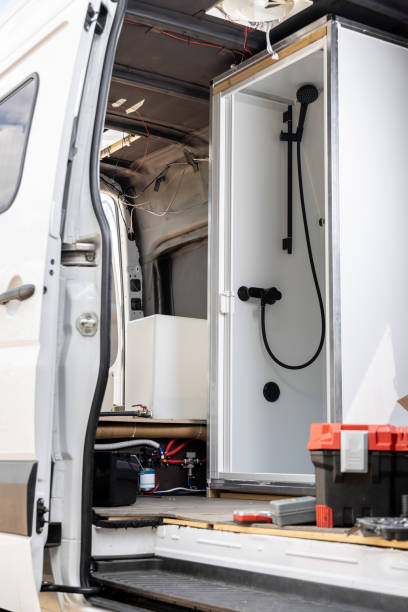 istock A shower room installed in a caravan 1415224300