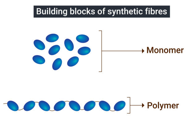 ilustraciones, imágenes clip art, dibujos animados e iconos de stock de bloques de construcción de fibras sintéticas: monómero, polímero - molecule glucose chemistry biochemistry