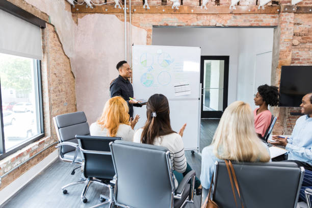 istock Colleagues applaud young man after presentation 1415231351