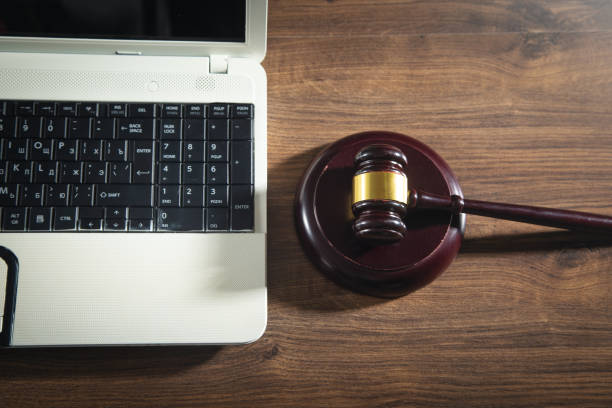 istock Judge gavel with a laptop computer. Internet crime 1415233072