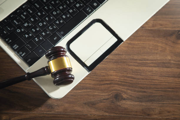 istock Judge gavel with a laptop computer. Internet crime 1415233074