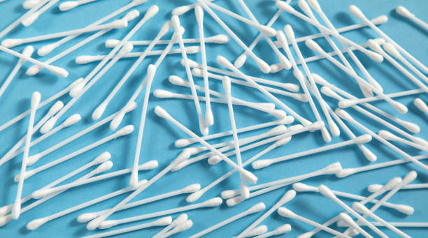istock Cotton buds or swabs for ear cleaning on the blue background. 1415233079