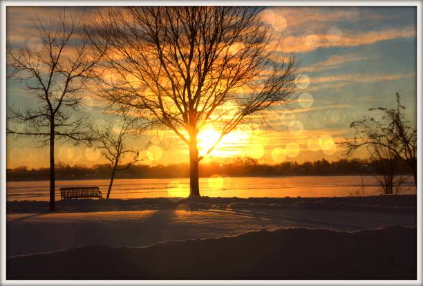 Winter Sunrise in Madison Wisconsin Winter morning overlooking Lake Monona lake monona photos stock pictures, royalty-free photos & images
