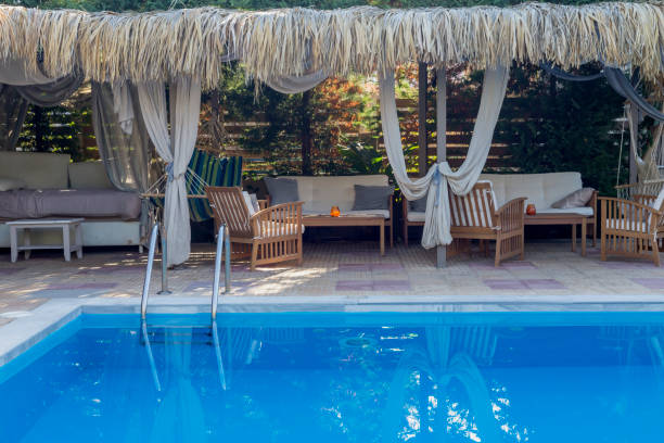 istock The swimming pool and rest zone close-up 1415235848