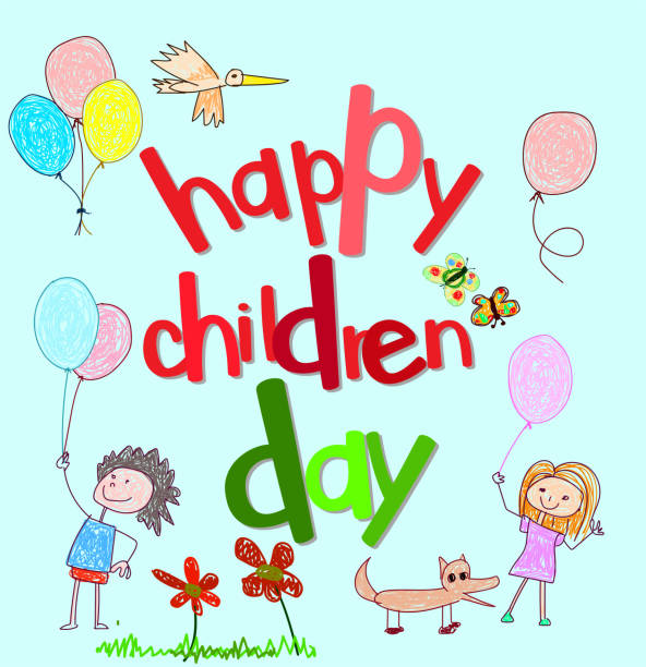 ilustrações de stock, clip art, desenhos animados e ícones de happy children day - balloon child winter snow