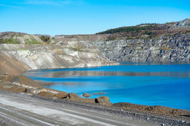 A picture of Thetford Mines asbestos mine sand tailings with lake