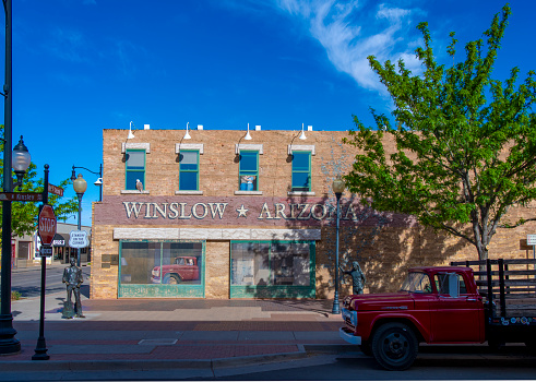 The corner of N. Kinsley Avenue and E 2nd Street in Winslow, AZ is officially named 