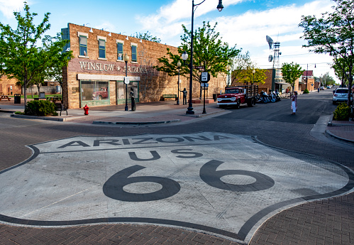 The corner of N. Kinsley Avenue and E 2nd Street in Winslow, AZ is officially named 