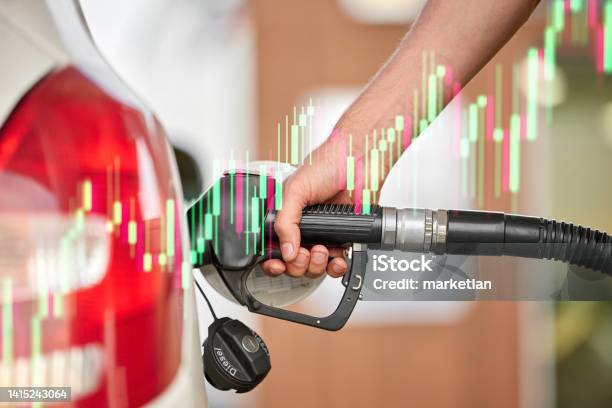 Rising Of Fuel Price As Oil Global Crisis Concept Stock Photo - Download Image Now - Car, Fuel and Power Generation, Graph