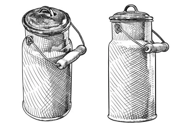 Vector illustration of Vector drawing of an old milk canister