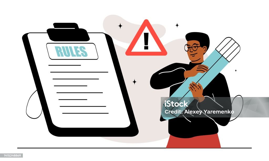 Regulation Man Vector Man With Rules Stock Illustration - Download Image Now - Coding, Legal ...