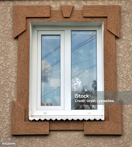 View From The Street On The Metalplastic Windows Stock Photo - Download Image Now - Architecture, Built Structure, Color Image