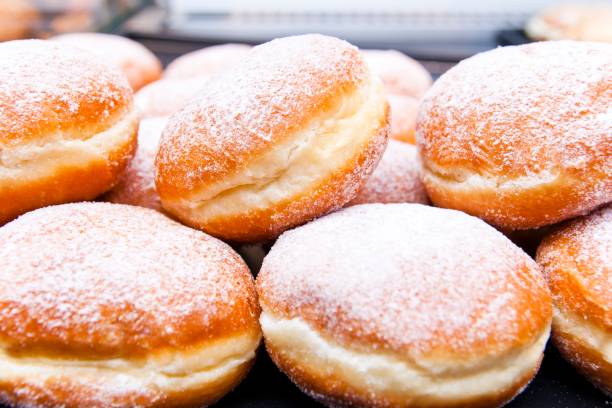 Close up a fresh German jelly doughnuts