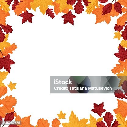 istock Banner with colorful autumn leaves. Vector cartoon style 1415252675