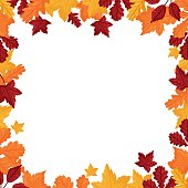 istock Banner with colorful autumn leaves. Vector cartoon style 1415252675