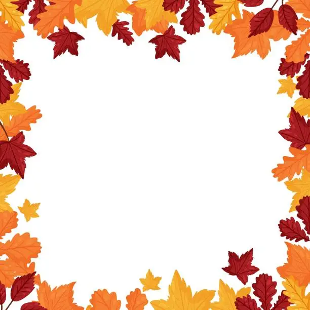 Vector illustration of Banner with colorful autumn leaves. Vector cartoon style