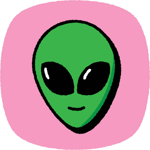 alien doodle 7 - green monster stock-grafiken, -clipart, -cartoons und -symbole