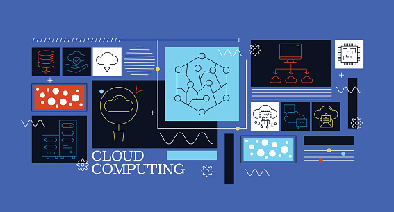 Cloud Computing Vector Banner Design Concept. A Ready-to-Use Template for Many Fields. Web Banner, Website Header etc. Modern Design Vector Illustration for