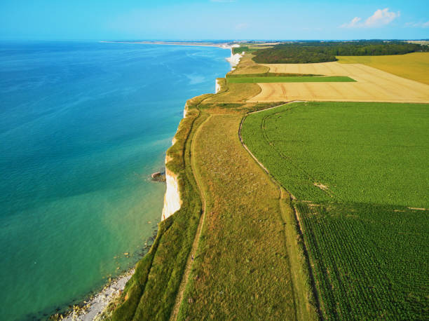 istock Picturesque panoramic landscape of white chalk cliffs near Ault 1415257439