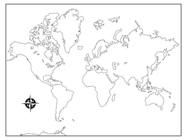 World map or school map of the world without political division in black and white World map or school map of the world without political division in black and white mapa stock illustrations