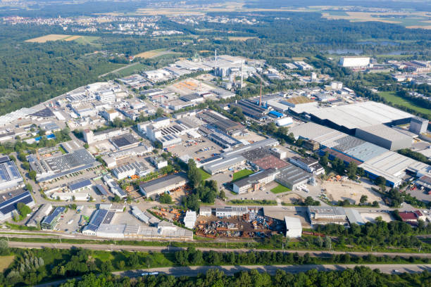 istock Commercial and Industrial District from Above 1415260602