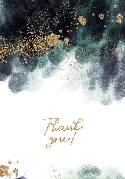 istock Abstract watercolor texture design - gold, navy, turquoise, dark green, blue. Brush stroke frame / border. 1415265189