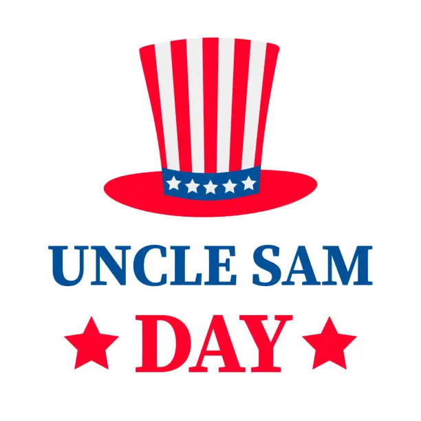 Vector illustration of Uncle Sam Day. Red and blue patriotic hat. USA holiday on September 13.  Vector template for banner, poster, greeting card, shirt, etc