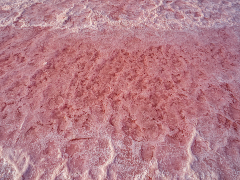 Close up of pink salt lake