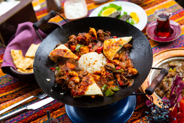 istock Sauteed lamb with vegetables Choban Kavurma served with rice 1415268410
