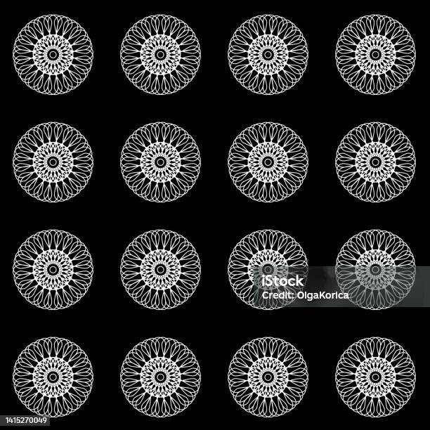Disc Pattern Texture Black And White Seamless Pattern For Textile Round Disc Wheel Vector ...