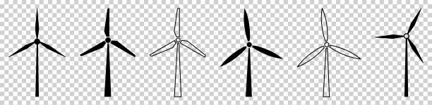 風車アイコンのセット - 風力発電点のイラスト素材／クリップアート素材／マンガ素材／アイコン素材