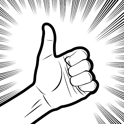 Design Vector Art Illustration.
An original illustration of giving a thumbs up in comics effects lines background.