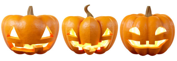 istock Halloween pumpkin with spooky funny face background, 3d rendering 1415285760