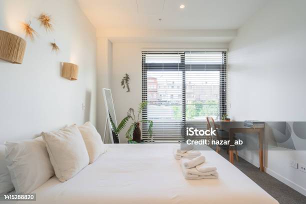 Apartment Spacious Furnished Bedroom Stock Photo - Download Image Now - Table, Wide, Apartment