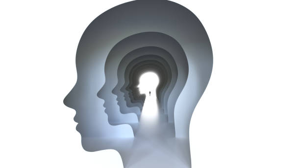 istock 3D Rendering of Head Shaped as a Hole in Concrete Walls, Creative Concept Background 1415291268