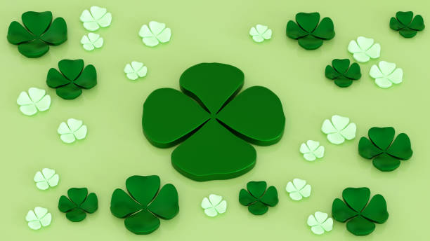 istock Clover leave shape stage podium, stage for product, 3D rendering. 1415295971