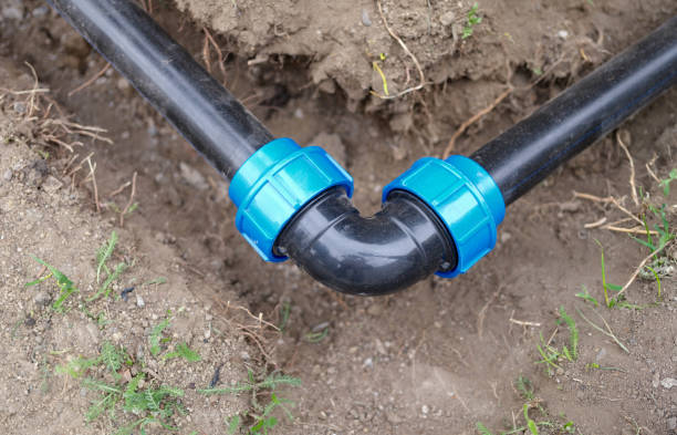istock Plastic sewerage sewerage, residential building construction closeup 1415296980