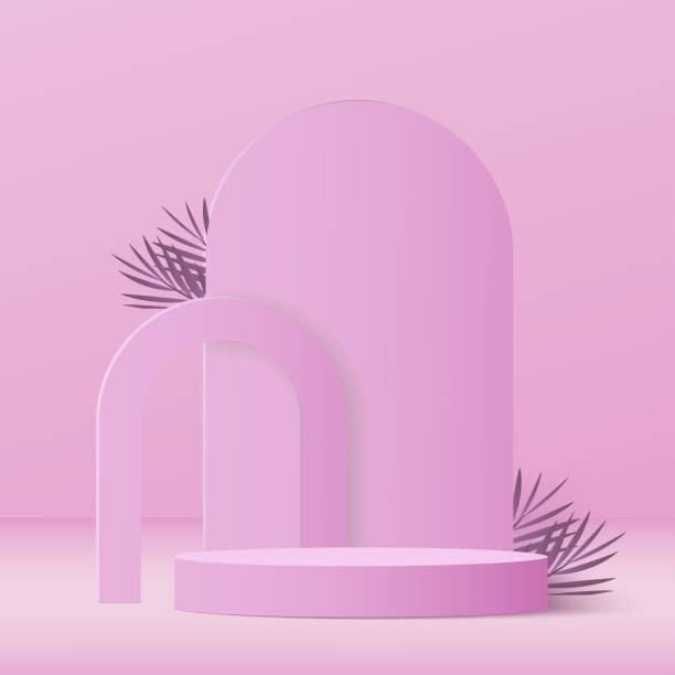 istock 3d pink color podium and minimal pink color wall scene. 3d podium minimal abstract background. Vector 1415302756