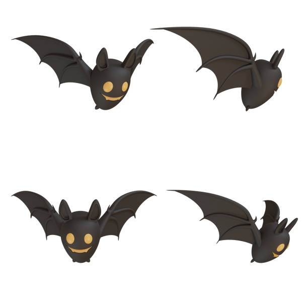 3d rendering of cute bats for Halloween party day celebration decoration stock photo