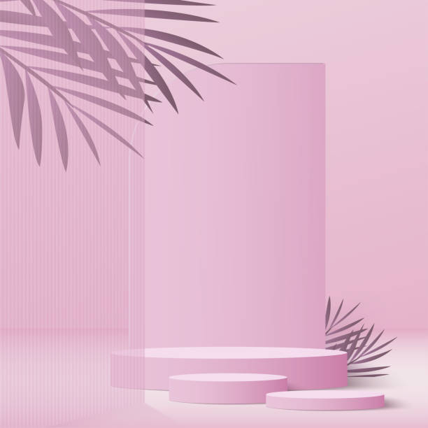 istock 3d pink color podium and minimal pink color wall scene. 3d podium minimal abstract background. Vector 1415304166