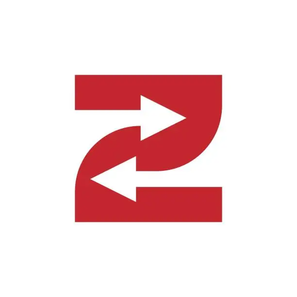 Vector illustration of modern letter Z with arrows logo design