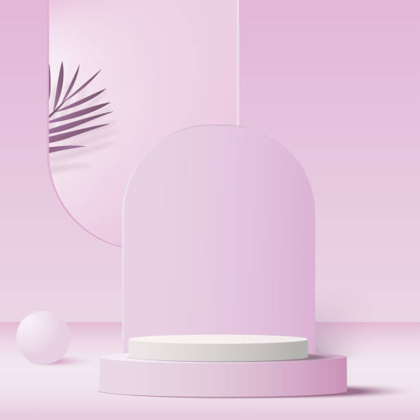 istock 3d pink color podium and minimal pink color wall scene. 3d podium minimal abstract background. Vector 1415305853