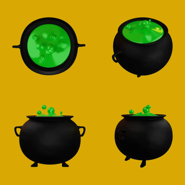 istock 3d cauldron filled with witch potion liquid, for Halloween party celebration decoration 1415306223